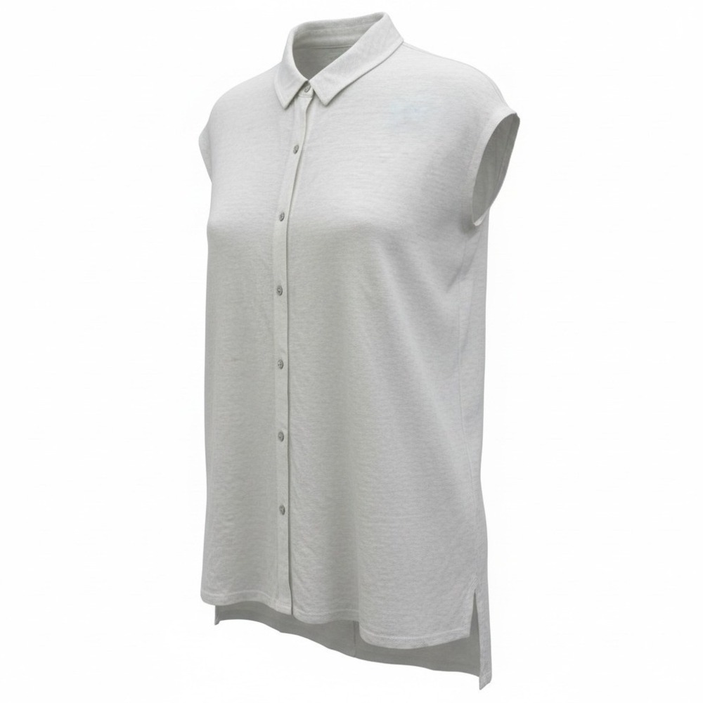 Eileen Fisher Womens XXS White 100% Organic‎ Linen Sleeveless Button Down Shirt